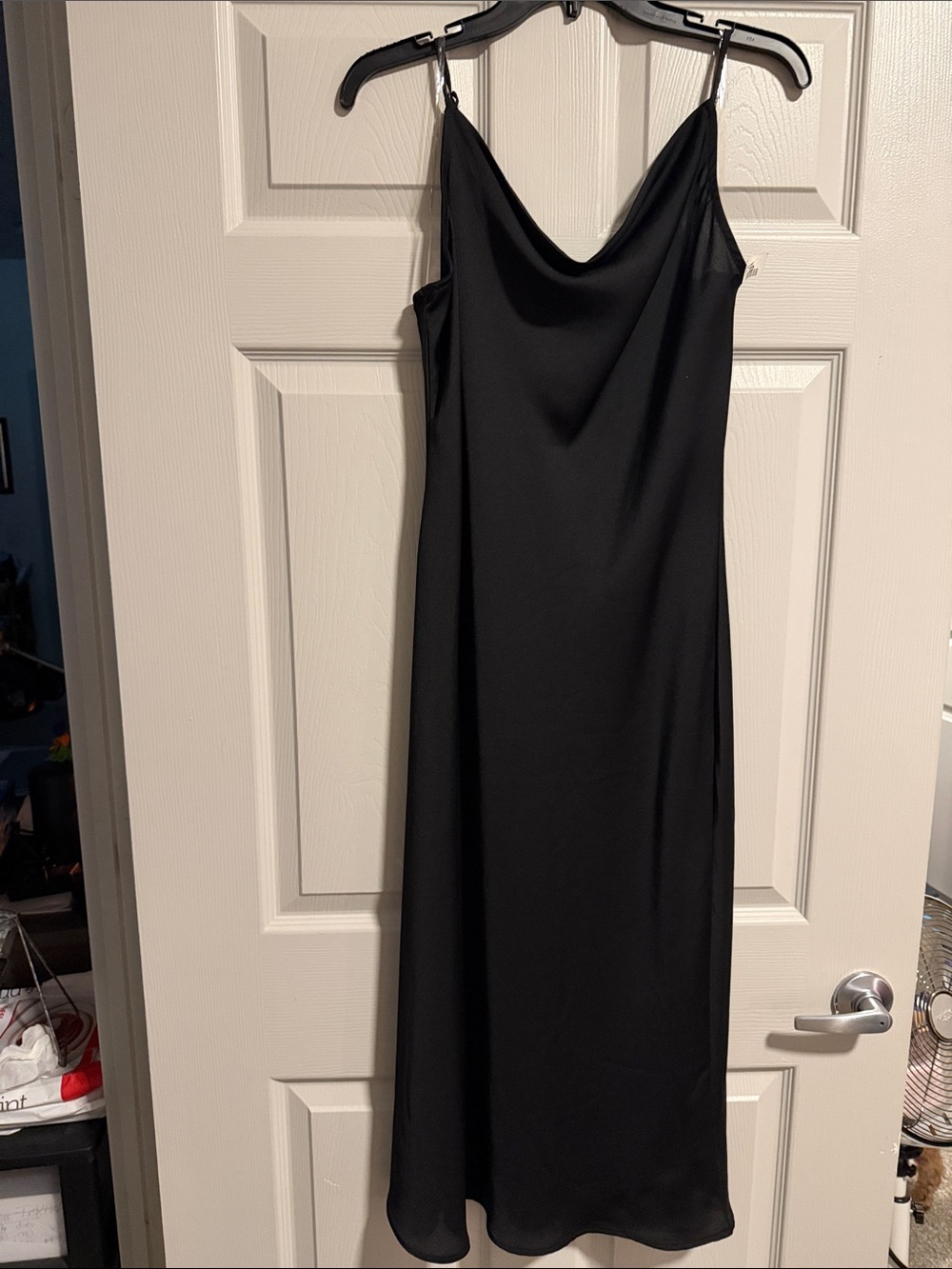 Classic Black Cowl Neck Midi Slip Dress